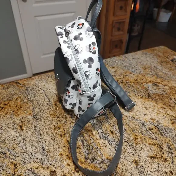 Loungefly Disney Mickey Minnie Mouse Cupcake Black & White Mini Backpack - Picture 8 of 13